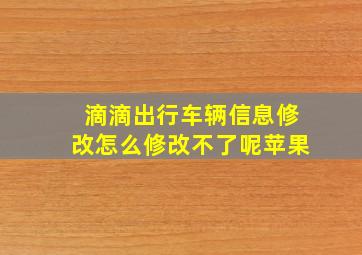 滴滴出行车辆信息修改怎么修改不了呢苹果