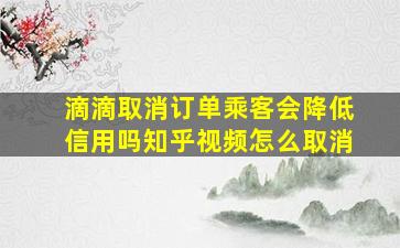 滴滴取消订单乘客会降低信用吗知乎视频怎么取消