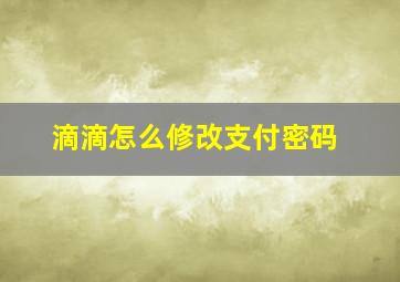 滴滴怎么修改支付密码