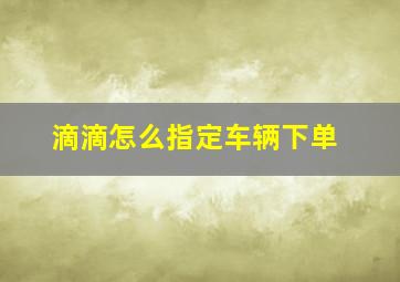 滴滴怎么指定车辆下单