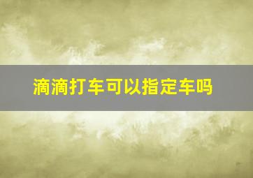 滴滴打车可以指定车吗