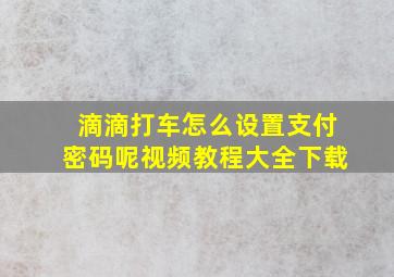 滴滴打车怎么设置支付密码呢视频教程大全下载