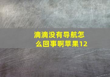 滴滴没有导航怎么回事啊苹果12