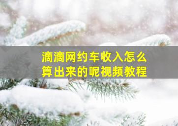 滴滴网约车收入怎么算出来的呢视频教程