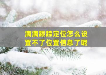 滴滴跟踪定位怎么设置不了位置信息了呢