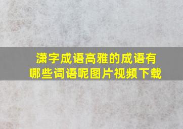 潇字成语高雅的成语有哪些词语呢图片视频下载