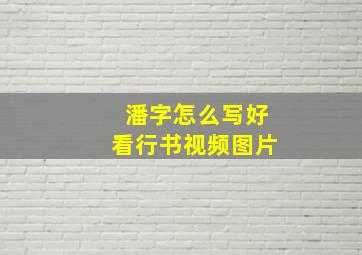 潘字怎么写好看行书视频图片