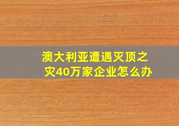 澳大利亚遭遇灭顶之灾40万家企业怎么办