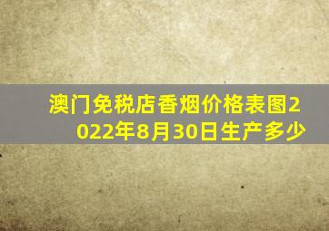 澳门免税店香烟价格表图2022年8月30日生产多少