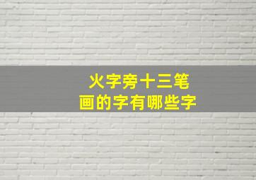 火字旁十三笔画的字有哪些字