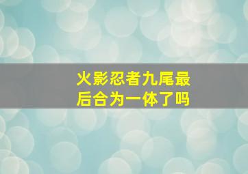 火影忍者九尾最后合为一体了吗