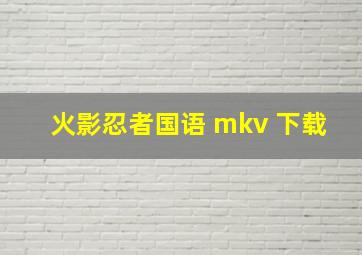 火影忍者国语 mkv 下载