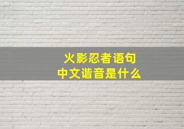 火影忍者语句中文谐音是什么