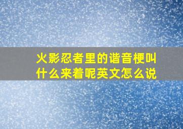 火影忍者里的谐音梗叫什么来着呢英文怎么说