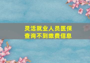 灵活就业人员医保查询不到缴费信息