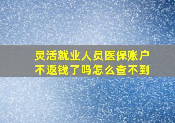 灵活就业人员医保账户不返钱了吗怎么查不到