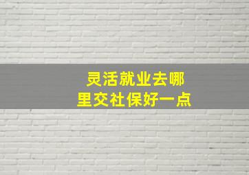 灵活就业去哪里交社保好一点