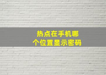 热点在手机哪个位置显示密码