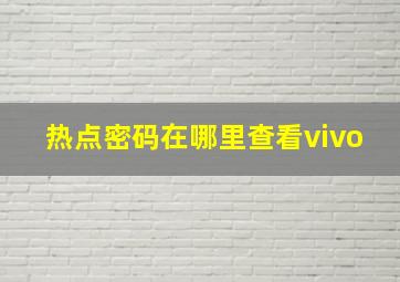 热点密码在哪里查看vivo