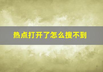 热点打开了怎么搜不到