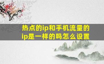 热点的ip和手机流量的ip是一样的吗怎么设置