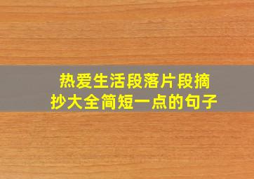 热爱生活段落片段摘抄大全简短一点的句子