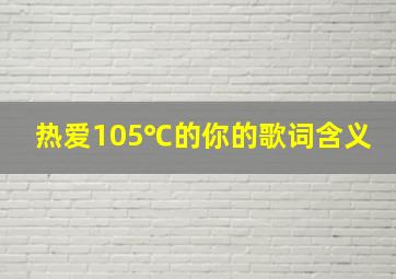 热爱105℃的你的歌词含义