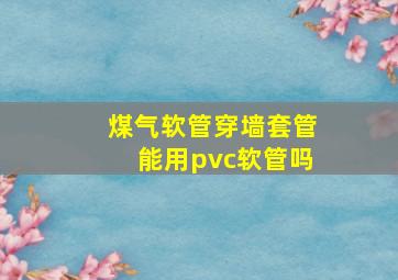 煤气软管穿墙套管能用pvc软管吗