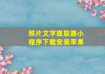 照片文字提取器小程序下载安装苹果