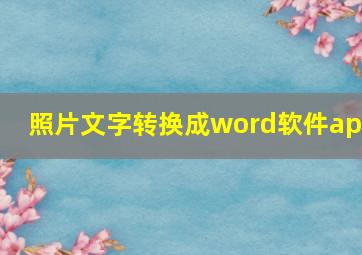 照片文字转换成word软件app