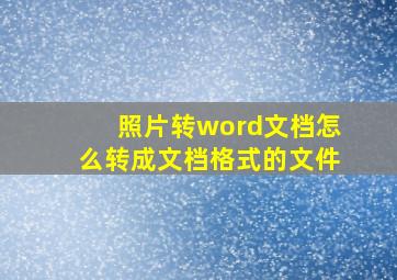 照片转word文档怎么转成文档格式的文件