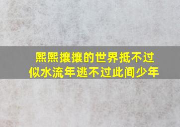 熙熙攘攘的世界抵不过似水流年逃不过此间少年