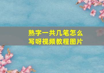 熟字一共几笔怎么写呀视频教程图片