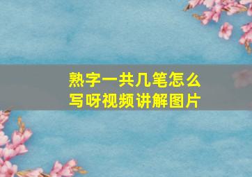 熟字一共几笔怎么写呀视频讲解图片