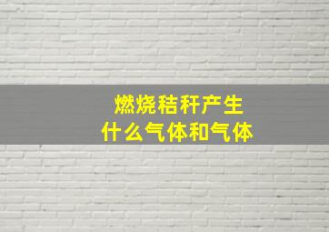 燃烧秸秆产生什么气体和气体