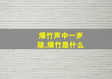 爆竹声中一岁除,爆竹是什么