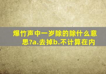 爆竹声中一岁除的除什么意思?a.去掉b.不计算在内