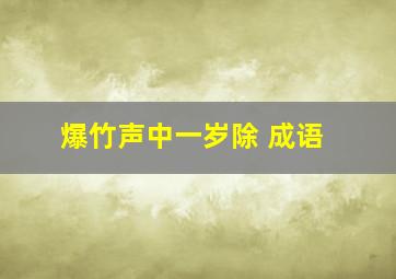 爆竹声中一岁除 成语