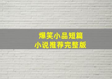 爆笑小品短篇小说推荐完整版