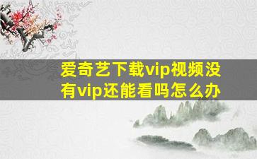 爱奇艺下载vip视频没有vip还能看吗怎么办