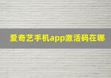 爱奇艺手机app激活码在哪