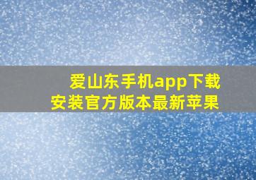 爱山东手机app下载安装官方版本最新苹果