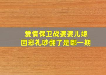 爱情保卫战婆婆儿媳因彩礼吵翻了是哪一期