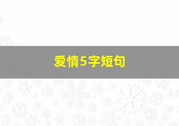 爱情5字短句