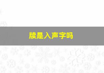 牍是入声字吗