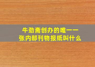 牛劲斋创办的唯一一张内部刊物报纸叫什么