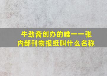 牛劲斋创办的唯一一张内部刊物报纸叫什么名称