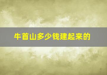 牛首山多少钱建起来的