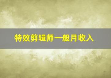 特效剪辑师一般月收入