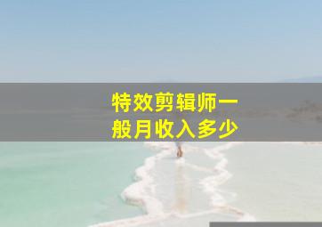 特效剪辑师一般月收入多少